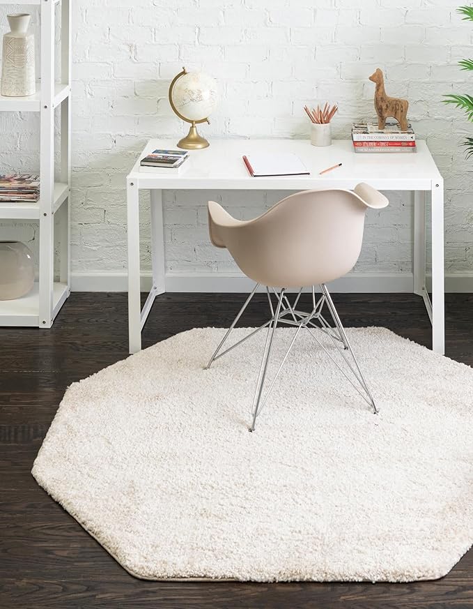 Unique Loom Solo Collection Area Rug - Calabasas (5' 3" Octagon, Ivory)