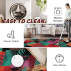 Geometric Rugs for Entryway - Colorful Patchwork Art Area Rugs 3x4, Abstract Retro Aesthetic Non Slip Foldable Indoor Throw Carpet Home Decor #C028