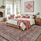 LUMI Washable Area Rug 8x10 for Living Room, Ultra Soft Stain Resistant Carpet with Non Slip Rubber Backing, Non-Shedding Low Pile Rugs for Bedroom, Dining Room, Indoor, Office