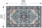 Enkor Area Soft Rugs 2x3 Washable Non Slip Boho Small Floor Entryway Rugs for Living Room Bedroom, Vintage Style Farmhouse Mat for Kitchen Purple & Green