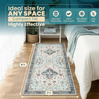 Istana Hallway Runner Rug 2x8 – White Cream/Blue Entryway Rug -Silk's Soft Touch Runners for Hallways - Stylish Kitchen Runner Rug Non Slip