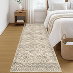 KILOCOCO Hallway Runner Rug 3'x8' Runners for Hallways Washable Runner Rug Non Slip Rubber Backed Low-Pile Runners for Bedroom Kitchen Living Room Laundry Room Boho Rugs, Beige/Gray/Green