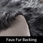 Latepis Dark Grey Rugs for Living Room Sofa 5x6.7 Faux Sheepskin Rug for Bedroom Plush Fluffy Rug Room Décor, Furry Rugs, Rectangle
