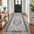 KOZYFLY Boho Runner Rug 3x8 Ft Washable Hallway Rug Faux Wool Printed Long Floor Carpet for Entryway Bedroom Kitchen Living Room Indoor Soft Durable Design, Black/Taupe/Beige