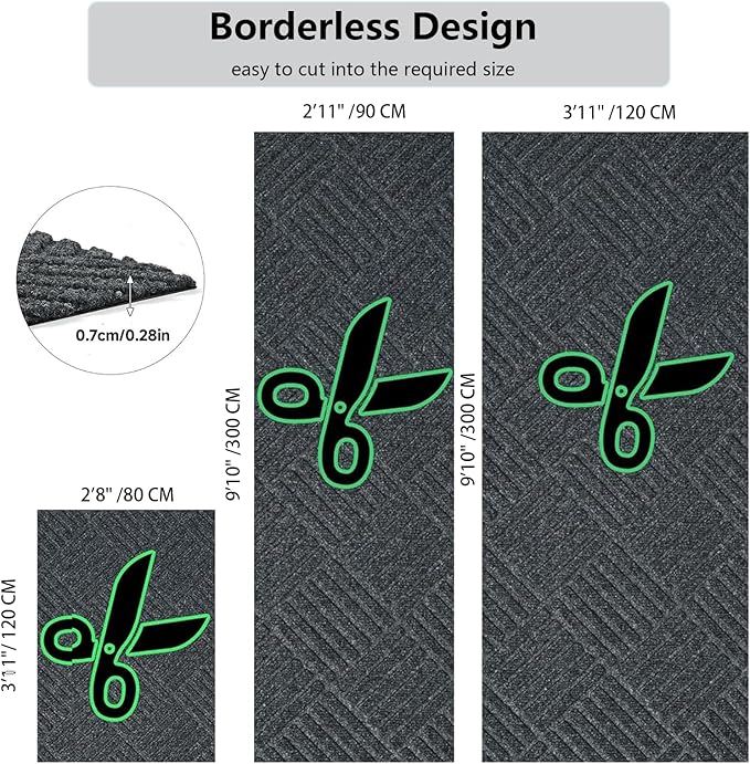 jxgzyy Commercial Hallway Runner Rugs 3'11" x 9'10", Non-Slip Indoor Outdoor Doormat, Heavy Duty Floor Mat for Entrance, Porch, Patio, Garage, High Traffic Area, Dark Grey