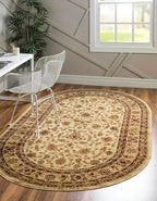 Unique Loom Voyage Collection Traditional Oriental Classic Area Rug (5' 0 x 8' 0 Oval, Ivory/Gold)