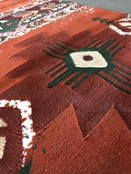 YHSF South West Native American Area Rug C318 - Easy Clean, Thick, Soft, Durable Native Tribal American Indian Inspired Rug for Bedroom/Living Room and more - Rust, 2 Feet 4 Inches x 10 Feet 11 Inches