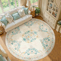 jinchan Round Rug 7ft Area Rug Vintage Floral Distressed Design Machine Washable Soft Non-Slip Low-Pile Ultra-Thin Circle Rug for Living Room Dining Room Bedroom Home Office (7' Round, Apricot Multi)