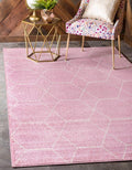 Unique Loom Trellis Frieze Collection Area Rug - Geometric (8' x 11', Light Pink/ Ivory)