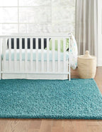 Unique Loom Solid Shag Collection Area Rug (4' 1" x 6' 1" Rectangle, Deep Aqua Blue)