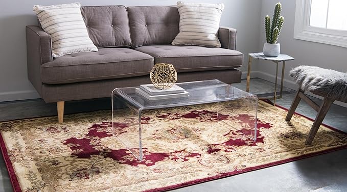 Rugs.com Chateau Collection Rug – 10 Ft Runner Cream Medium Rug Perfect for Entryways, Kitchens, Breakfast Nooks, Accent Pieces
