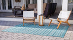 Unique Loom Outdoor Trellis Collection Area Rug - Tribal Trellis (7' 1" x 10' Rectangle, Teal/ Ivory)