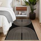 Easy Jute Rainbow Area Rug, 3x5 Black Indoor Outdoor Entryway Rug Washable Non-Slip Modern Boho Kitchen Rugs, Farmhouse Abstract Throw Carpet for Living Room Patio Kids Room