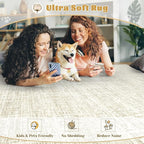6x9 Area Rugs for Living Room, Washable Large Area Rug Neutral Modern Abstract Bedroom Rug Soft Non Slip Low Pile Stain Resistant Indoor Carpet for Nursery Kids Dining Room Office(Beige, 6'x9')