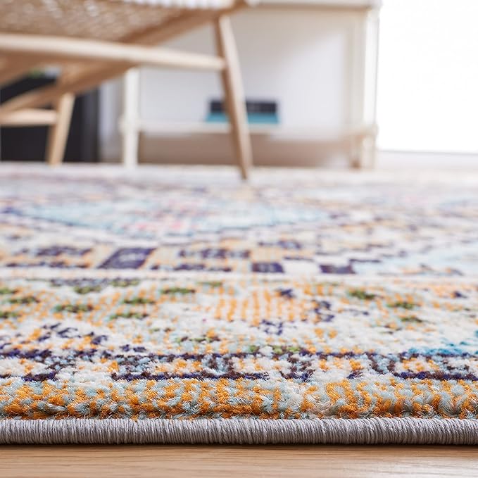 SAFAVIEH Madison Collection Accent Rug - 4' x 6', Orange & Beige, Boho Diamond Distressed Design, Non-Shedding & Easy Care, Ideal for High Traffic Areas in Entryway, Living Room, Bedroom (MAD418P)