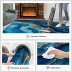 Blue Gold Marble Rugs for Bedroom - 5x6 Area Rug - Modern Fashion Marble Rugs for Living Room, European Light Luxury Art Rug, Washable Home Decor Carpet