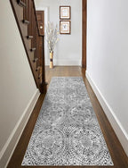 vivorug Grey Runner Rug 2x10 Machine Washable Rug with Non-Slip Backing, Ideal for Kitchen Hallway Entryway Laundry Room - Vintage, Durable, Easy Clean, Low Pile Carpet Runner
