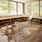 Colorful Geometric Sun Rug, Sun Pattern Rug, Geometric Area Rugs, Colorful Abstract Rugs, Washable Boho Carpet for Living Room, Bedroom, Dining Room, Office (6' x 8'(Rectangular))
