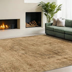 Brown and Gold Rugs for Living Room 5x7 Rug - Abstract Grey Office Rug for Fireplace, Home Office, Bedroom, Washable Non Slip Soft, Medallion Indoor Décor