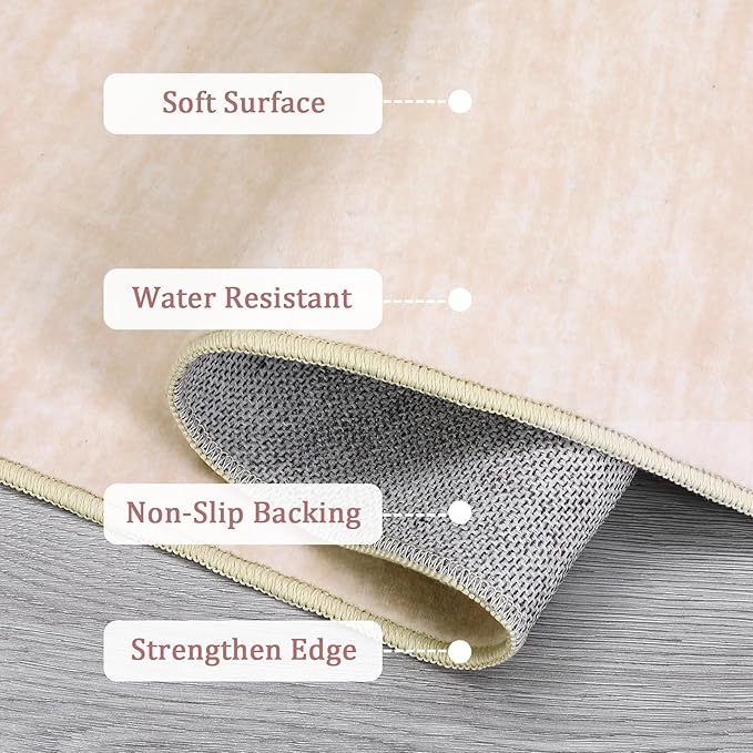 RUGSREAL Living Room Area Rug 10x13 Modern Solid Color Large Bedroom Rug with Rubber Backing Stain Resistant Low Pile Dining Room Throw Carpet Contemporary Washable Rug for Home Decor Office, Beige