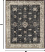 RUGGABLE Washable Vintage Area Rug – Verena Dark Wood 8x10, Stain-Resistant, Non-Slip – Large Machine Washable Rugs for Living Room, Bedroom, Hallway, Entryway & Office–with Standard Pad