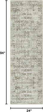 Morebes Vintage Long Bathroom Runner Rug, Washable Entryway Rugs Indoor Non Slip,Soft Distressed Doormat Indoor Entrance Throw Rug Kitchen Sink Mat Floor Carpet Runner, Brown