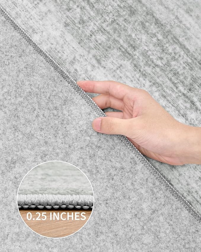 Art&Tuft Non-Slip Runner Rug - 3x6 Runner Rug Washable Low-Pile Rugs Runners, Soft Distressed Carpet Runner for Bedroom Bathroom Kitchen Laundry Living Room, Grey