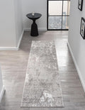 Adel Modern Runner Rug for Kitchen, 2x7 Rustic Distressed Abstract Gray Runner, Medium Pile Stain Resistant Carpet for Bedroom, Hallway or Entryway (2' x 7, Gray)
