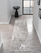 Adel Modern Runner Rug for Kitchen, 2x7 Rustic Distressed Abstract Gray Runner, Medium Pile Stain Resistant Carpet for Bedroom, Hallway or Entryway (2' x 7, Gray)