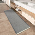 Upgraded Waffle Runner Rug Super Absorbent Non Slip Bath Mats for Bathroom Machine Washable Bathroom Runner Rug with Tassels, Ideal for Hallway Bedroom Laundry Room, 17" x 48", DarkGrey & Cream