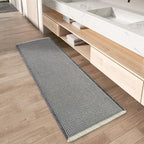 Upgraded Waffle Runner Rug Super Absorbent Non Slip Bath Mats for Bathroom Machine Washable Bathroom Runner Rug with Tassels, Ideal for Hallway Bedroom Laundry Room, 17" x 48", DarkGrey & Cream