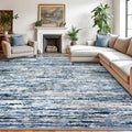 Modern Abstract 9x12 Large Machine Washable Living Room Rug Non-Slip Soft Bedroom Area Rug Grey Blue White Thin Print Faux Wool Carpet Throw Rugs for Nursery Playroom Dining Room Indoor