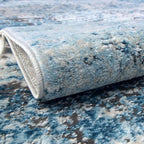 Rugs.com Leipzig Collection Runner Rug – 6 Ft Runner Blue Low-Pile Rug Perfect for Hallways, Entryways