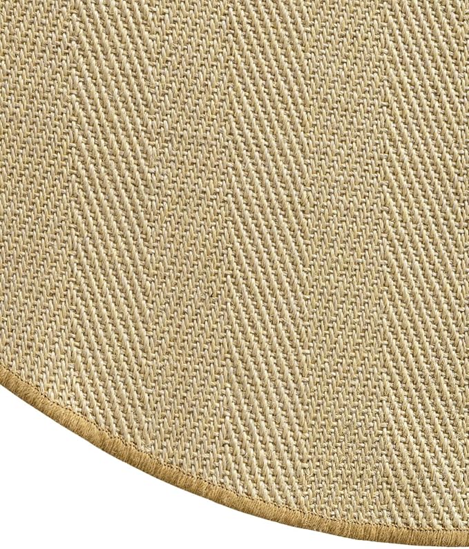 DEXI Round Sisal Rug Natural Fiber 4x4, Braided Woven Area Rugs No Shed, Soft Neutral Rustic Carpet Mat for Indoor Outdoor Patio Dining Living Room Bedroom Farmhouse, 4ft, Natural