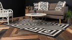 Unique Loom Athens Collection Classic Geometric Modern Border Design Area Rug (5' 0 x 8' 0 Rectangular, Black/ Beige)