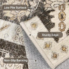 2x5 Runner Rug Machine Washable Boho Runners for Hallway,Ultra-Thin Low Pile Rug,Lightweight Indoor Carpet,Non Slip Floral Runners for Enrtyway, Corridor, Home Office, Kitchen,Brown