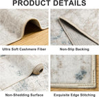 Area Rugs Living Room Rug - 4x6 Washable Modern Abstract Soft Neutral Non-Slip Carpet Large Indoor Floor Stain Resistant Thin Carpets for Bedroom Dining Room Farmhouse Nursery Home Office Multi