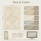 Farmhouse Beige Washable Area Rugs 5x7 for Living Room, Distressed Medallion Printed Rugs for Bedroom, Non Slip Washable Low Pile Thin Carpet Rugs for Dining Room/Kitchen/Foyer/Home Office
