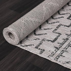 Beverly Rug Waikiki Indoor Outdoor Rug 5x7, Washable Outside Carpet for Patio, Deck, Porch, Trellis Area Rug, Water Resistant, Dark Grey - Light Grey