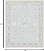 RUGGABLE Washable Vintage Area Rug – Verena Soft Blue 8x10, Stain-Resistant, Non-Slip – Large Machine Washable Rugs for Living Room, Bedroom, Hallway, Entryway & Office–with Cushioned Pad