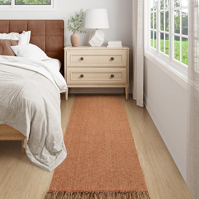 Collive Long Hallway Runner Rug 2.6' x 8', Washable Runners Indoor Entryway Rugs, Terracotta Braided Woven Kitchen Carpets Low-Profile Front Door Floor Carpet for Laundry Room Bedroom