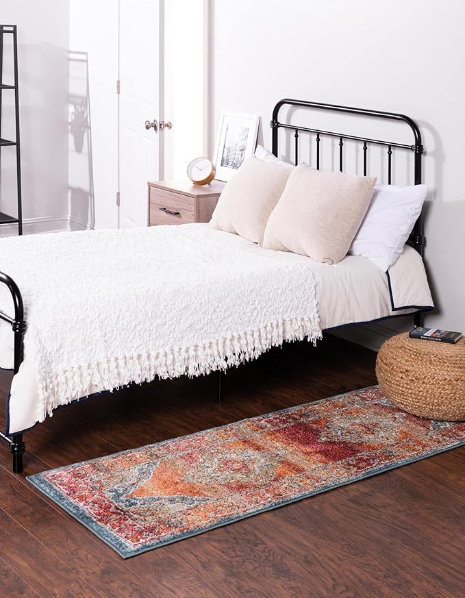 Unique Loom Isabella Collection Area Rug - Rossellini (2' 7" x 10' Runner, Rust Red/ Beige)