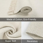 Collive 4x6 Small Area Rug for Living Room, White/Beige Woven Cotton Bedroom Carpets Modern Comfy Indoor Nursery Rug Farmhouse Accent Carpet for Dining Room, Bedside, Office, Patio Decor