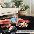 5x8 Florals Kids Rug - Natural Flowers Dining Room Rug, Realistic Rose Area Rugs Indoor Modern Rugs for Bedroom Hardwood Floors Teen Room