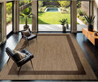 CAMILSON Outdoor Rug 10x14 - Large Modern Outside Rugs for Patios Porches Waterproof Durable Washable Non-Shedding, Easy-to-Clean Indoor Outdoor Area Carpet (10 x 14, Bordered - Jute)