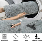 Soft Fluffy Area Rug for Bedroom, Fuzzy Shaggy Oval Throw Rugs for Bedside, Non-Slip Cozy Plush Shag Carpet for Kids Room Nursery Dorm Living Room, Grey, 2.6 x 5.3 Feet, 2 Packs
