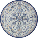 Lahome Round Rug 5'3"Ft, Large Washable Dining Room Round Area Rug Soft Kitchen Circle Rug, Bohemian Non-Slip Non-Shedding Printed Indoor Carpet for Bedroom Entryway Bathroom, Blue Purple/Multi