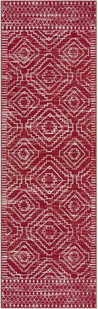 Wonnitar Moroccan Washable 2.5x8 Christmas Runner Rug for Hallway, Non-Slip Stain Resistant Kitchen Runners, Farmhouse Floor Carpet Soft Runner for Bathroom Hall Entyway (Red,2'6"x8')