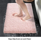 Pink Bathroom Rug 20x32 Non Slip Fluffy Bath Mat for Bathroom Floor Washable Plush Luxury Bath Rug for Tub Soft Shaggy Absorbent Shower Sink Mat