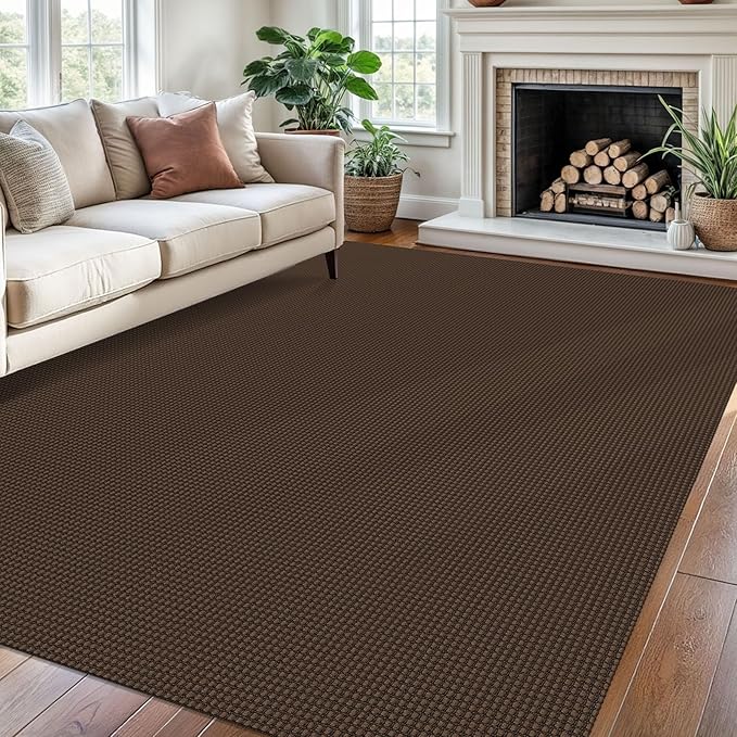 Braided Area Rug 6x9 Ft Washable Rugs for Living Room Non Slip Bedroom Rugs Boho Dining Room Rug Cotton Living Room Woven Floor Carpet for Nursery Playroom, Brown